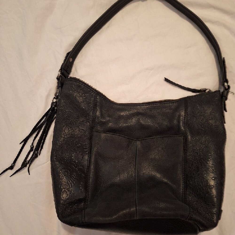 Black Satchel Purse with Boho fringes
